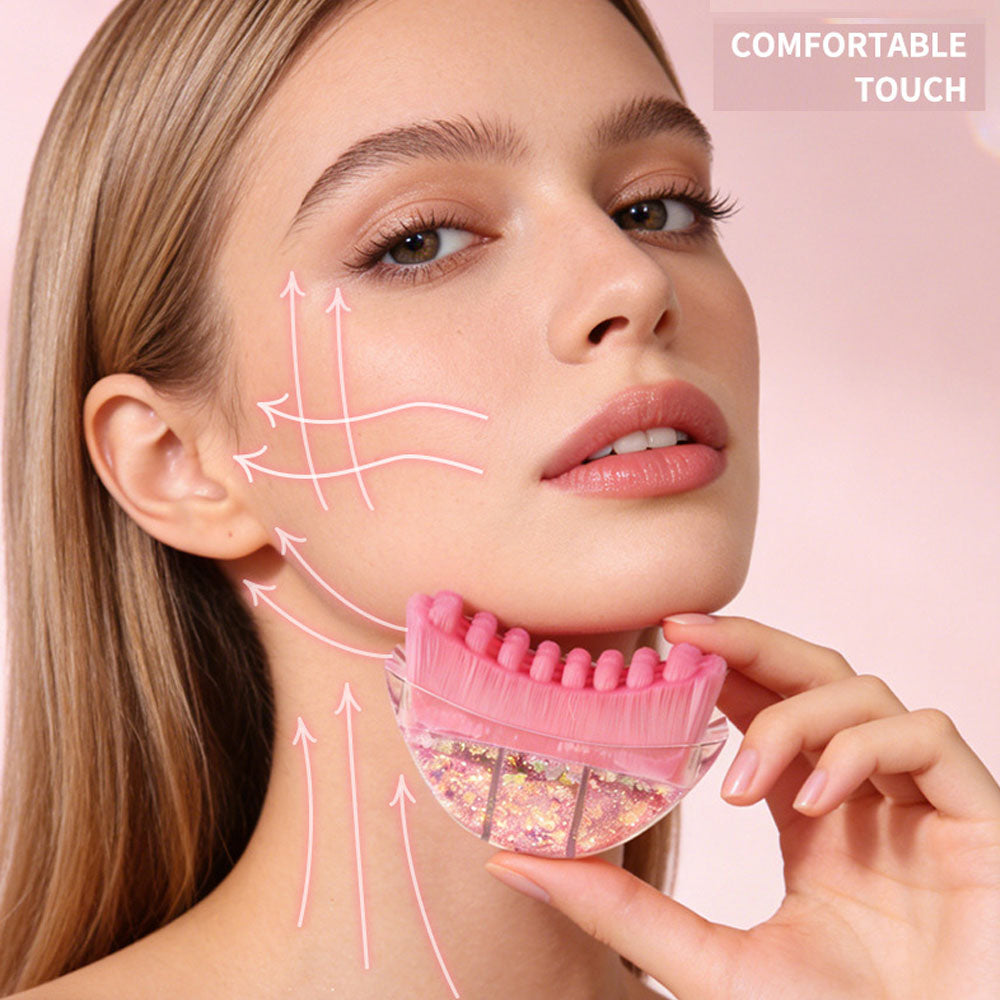 Rose Quartz Face Roller & Gua Sha Tool with Facial Massage Brush, 3 in 1 Skin Care Tool Set for Face, Neck, Body Massage, Anti-Aging, Reduce Puffiness, Skincare Gift for Women，3-1