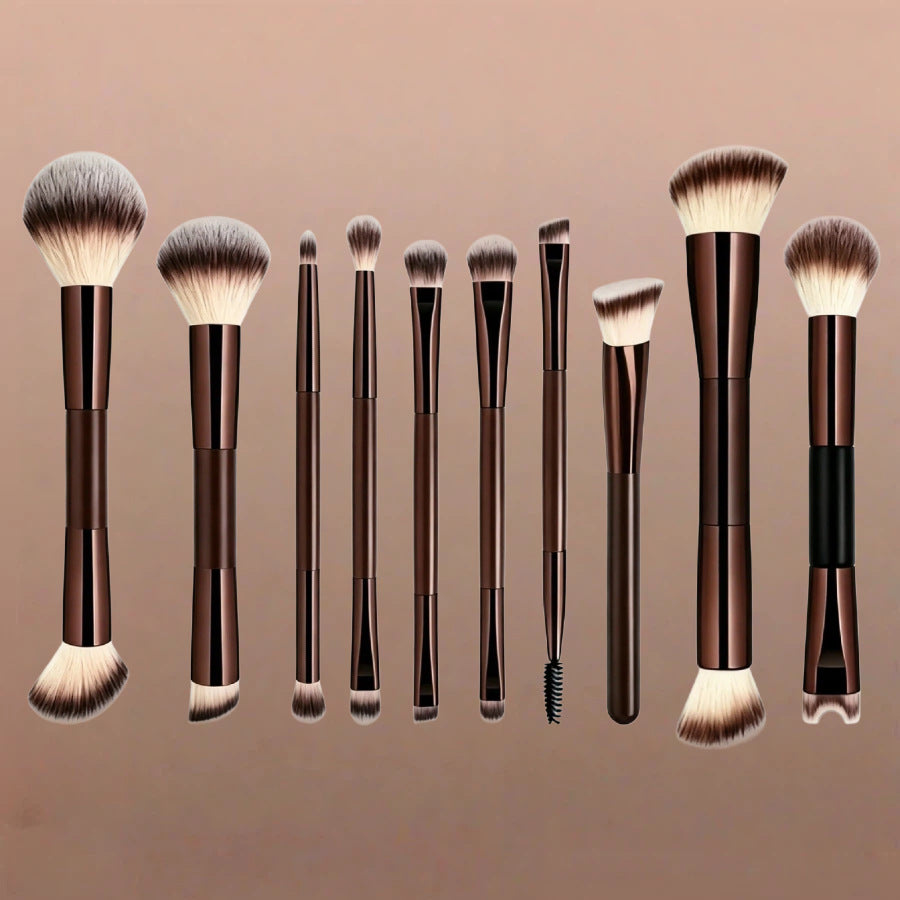 Professional Makeup Brush Set with Beauty Sponges & Powder Puffs, Premium Synthetic Foundation Blush Concealer Contour Brushes, Complete Face & Eye Makeup Tools Kit for Beginners & Daily Use