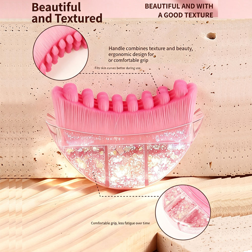Rose Quartz Face Roller & Gua Sha Tool with Facial Massage Brush, 3 in 1 Skin Care Tool Set for Face, Neck, Body Massage, Anti-Aging, Reduce Puffiness, Skincare Gift for Women，3-1