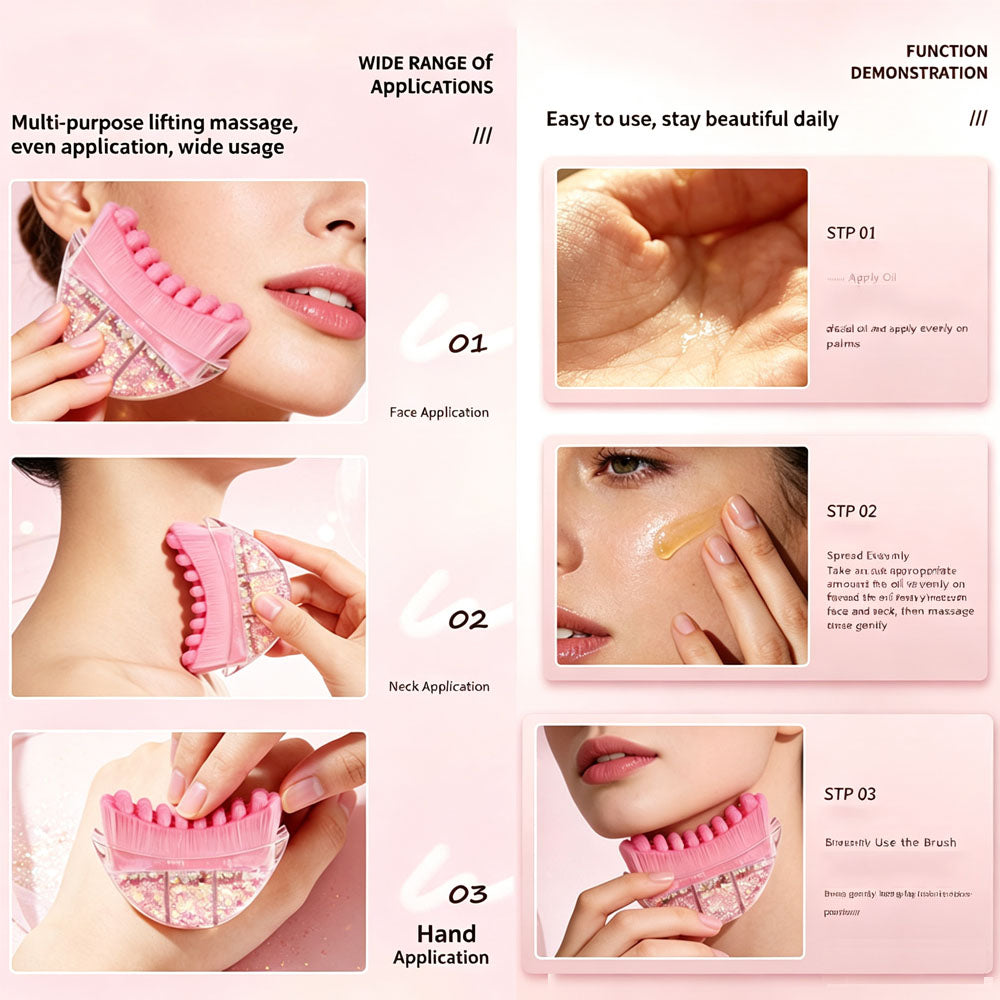 Rose Quartz Face Roller & Gua Sha Tool with Facial Massage Brush, 3 in 1 Skin Care Tool Set for Face, Neck, Body Massage, Anti-Aging, Reduce Puffiness, Skincare Gift for Women，3-1