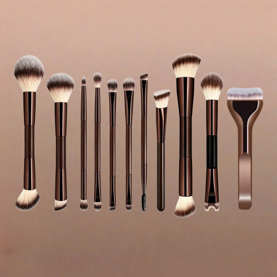 Professional Makeup Brush Set with Beauty Sponges & Powder Puffs, Premium Synthetic Foundation Blush Concealer Contour Brushes, Complete Face & Eye Makeup Tools Kit for Beginners & Daily Use