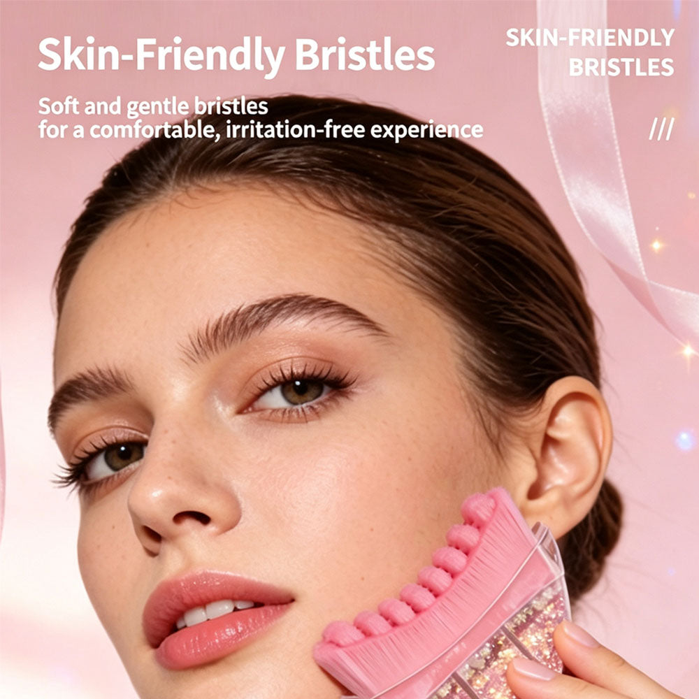 Rose Quartz Face Roller & Gua Sha Tool with Facial Massage Brush, 3 in 1 Skin Care Tool Set for Face, Neck, Body Massage, Anti-Aging, Reduce Puffiness, Skincare Gift for Women，3-1