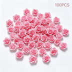 100Pcs Rose Flower Nail Floral Nail Decorations